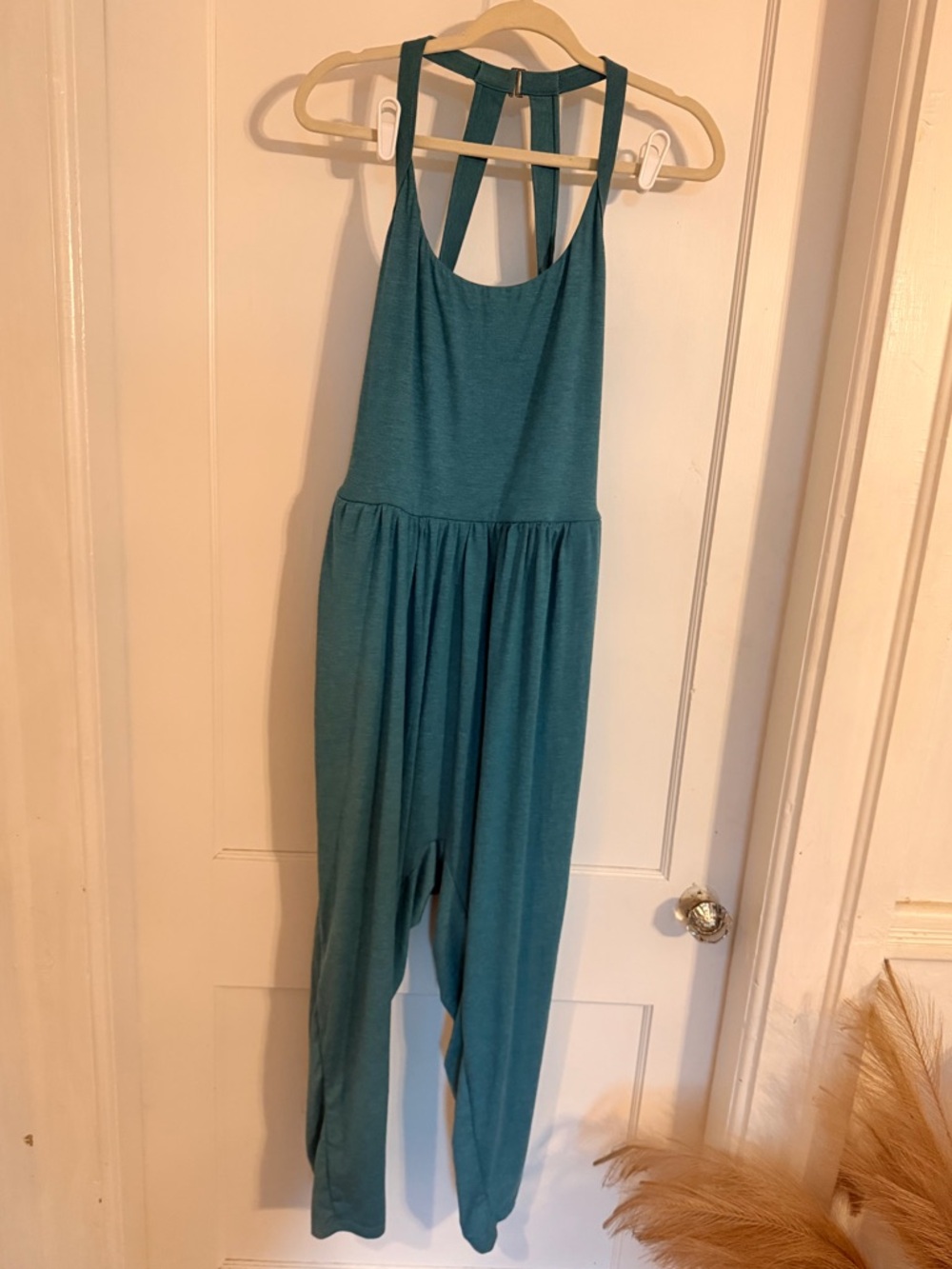 HALARA Jade Green Racerback Jumpsuit with Gathered Waist - Picture 2 of 11